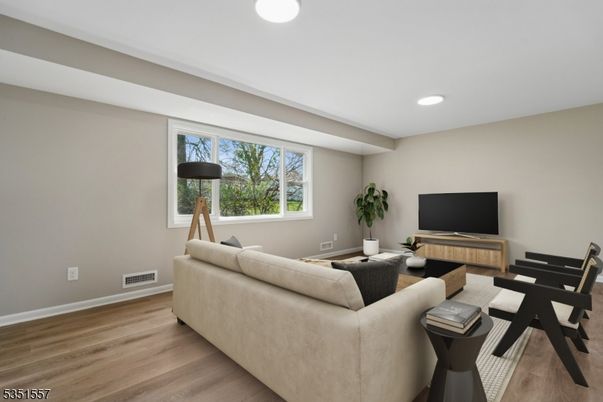 Interior, Living room, Recessed Lighting, Wood Texture Flooring