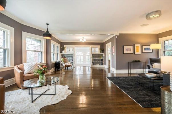 Fireplace, Interior, Living room, Pendant Lights, Wood Texture Flooring