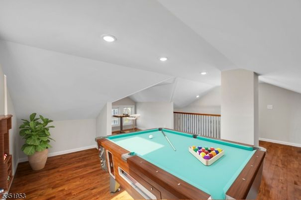 Billiard Table, Game Room, Interior, Recessed Lighting, Wood Texture Flooring