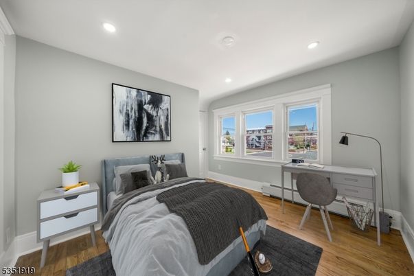 Bedroom, Home Office, Interior, Recessed Lighting, Wood Texture Flooring