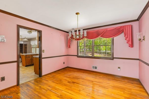Chandelier, Empty room, Interior, Wood Texture Flooring