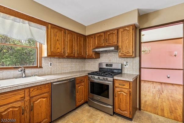 Interior, Kitchen, Stainless Steel Appliances, Wood Texture Flooring