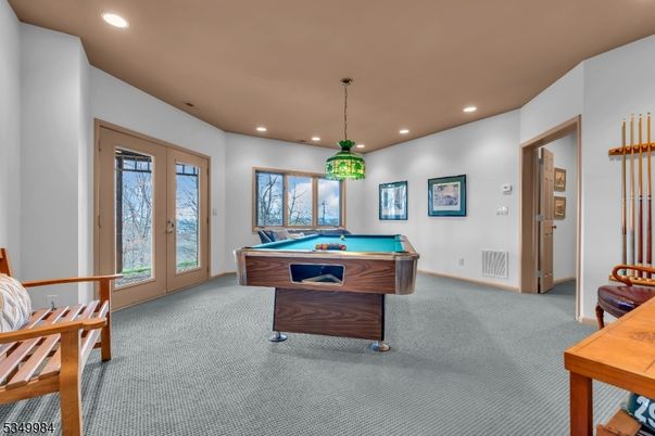 Billiard Table, Game Room, Interior, Pendant Lights, Recessed Lighting