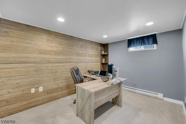 Home Office, Interior, Recessed Lighting, Wooden Walls