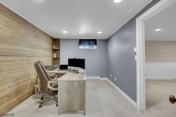 Home Office, Interior, Recessed Lighting, Wooden Walls