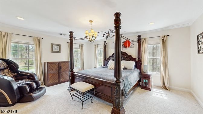 Bedroom, Chandelier, Interior, Recessed Lighting