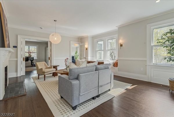 Fireplace, Interior, Living room, Pendant Lights, Recessed Lighting, Wood Texture Flooring
