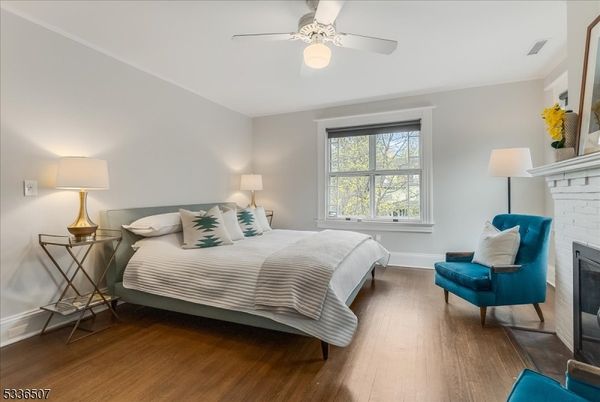 Bedroom, Fireplace, Interior, Wood Texture Flooring