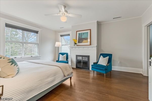 Bedroom, Fireplace, Interior, Wood Texture Flooring