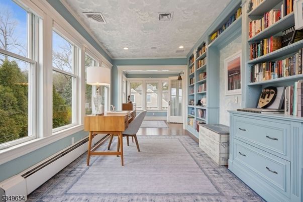 Home Office, Interior, Recessed Lighting, Wood Texture Flooring