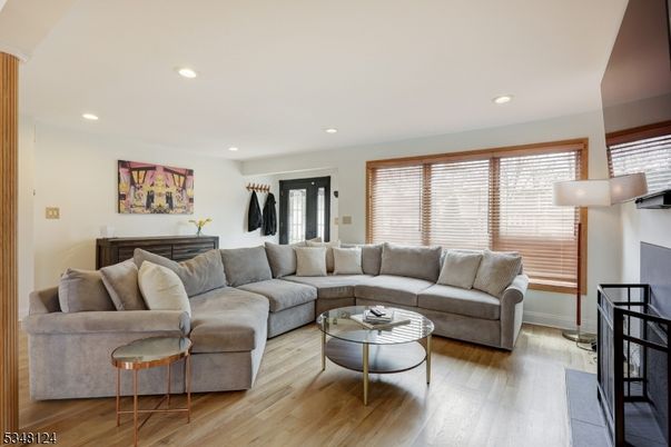 Interior, Living room, Recessed Lighting, Wood Texture Flooring