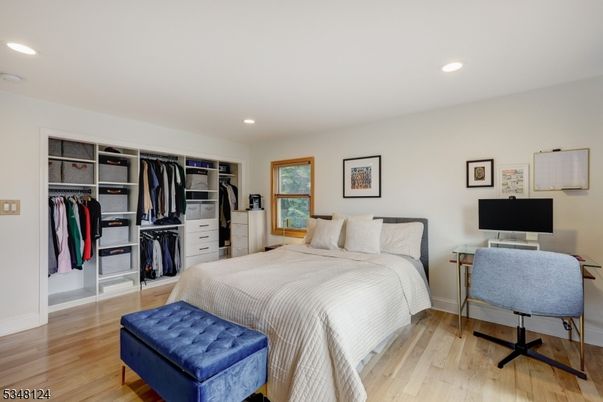 Bedroom, Home Office, Interior, Recessed Lighting, Wood Texture Flooring