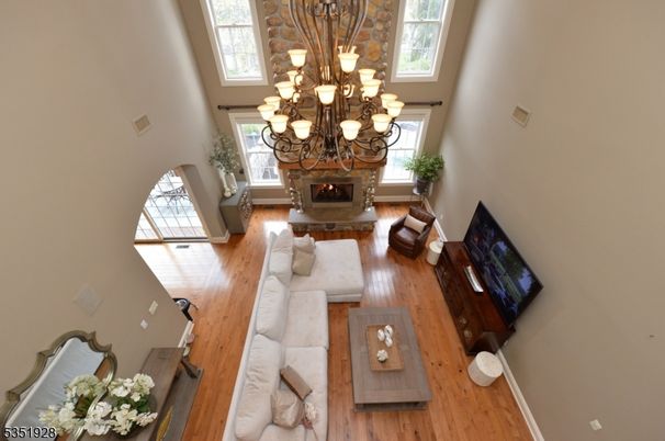 Chandelier, Fireplace, Interior, Living room, Wood Texture Flooring
