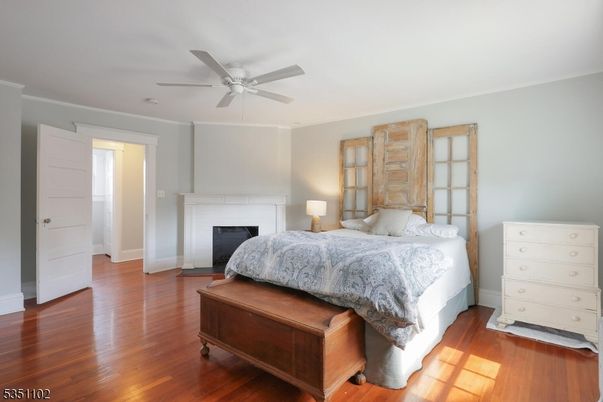 Bedroom, Fireplace, Interior, Wood Texture Flooring