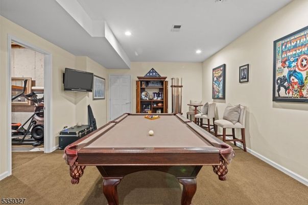 Billiard Table, Fitness Equipment, Game Room, Interior, Recessed Lighting