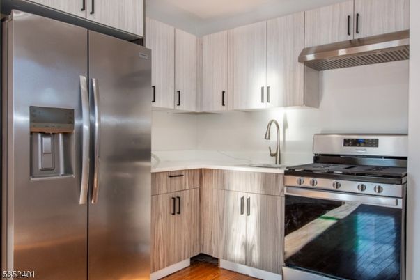 Interior, Kitchen, Stainless Steel Appliances, Wood Texture Flooring
