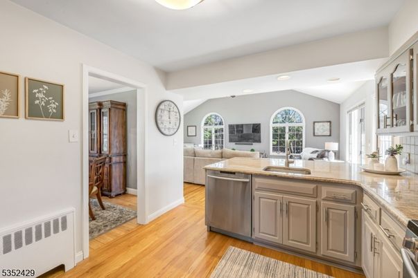 Interior, Kitchen, Living room, Recessed Lighting, Wood Texture Flooring