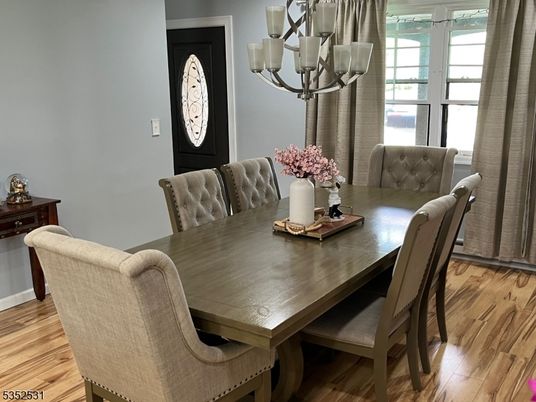 Chandelier, Dining room, Interior, Wood Texture Flooring