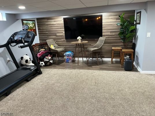 Fitness Equipment, Interior, Recessed Lighting, Wood Texture Flooring, Wooden Walls