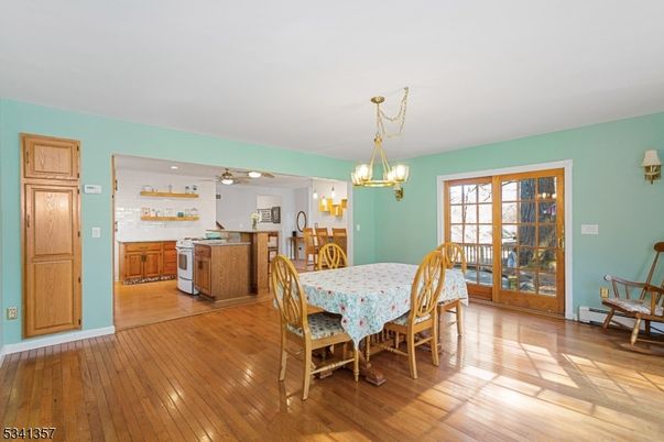 Chandelier, Dining room, Interior, Kitchen, Pendant Lights, Wood Texture Flooring