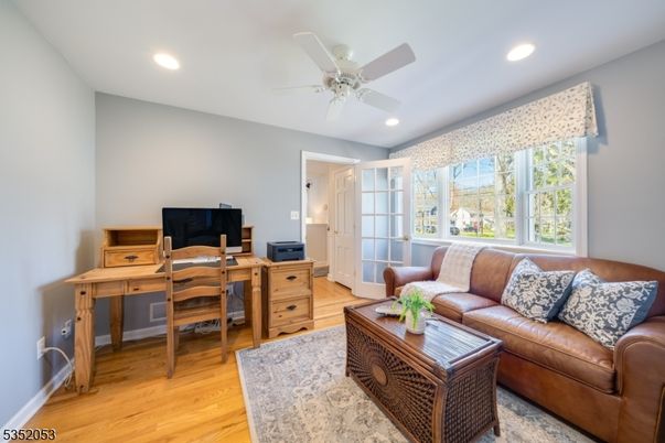 Home Office, Interior, Living room, Recessed Lighting, Wood Texture Flooring