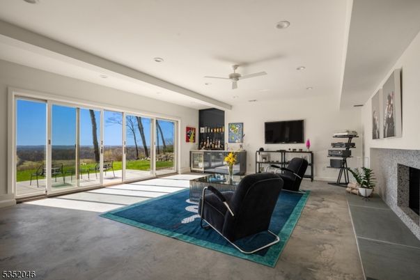 Fireplace, Home Office, Interior, Living room, Recessed Lighting