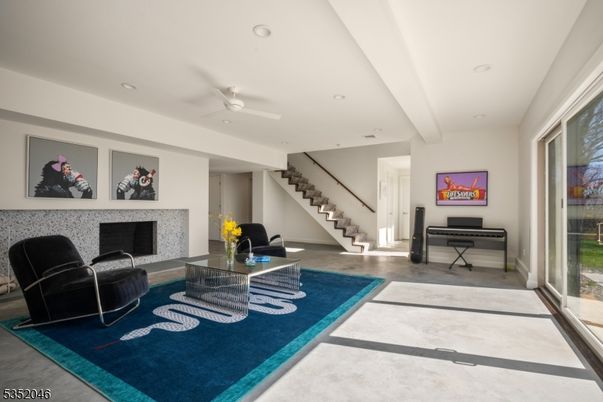 Fireplace, Interior, Piano, Recessed Lighting