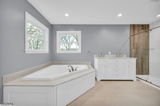 Bathroom, Glass Shower, Interior, Recessed Lighting