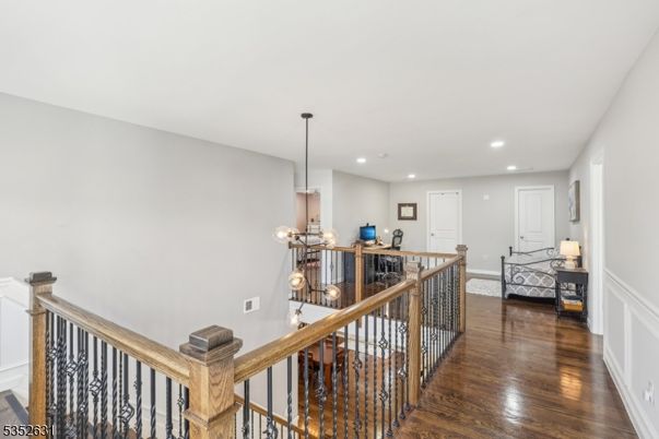 Bedroom, Interior, Pendant Lights, Recessed Lighting, Wood Texture Flooring
