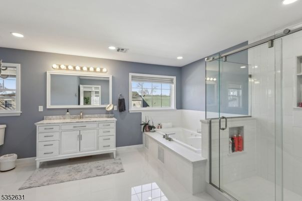 Bathroom, Glass Shower, Interior, Recessed Lighting