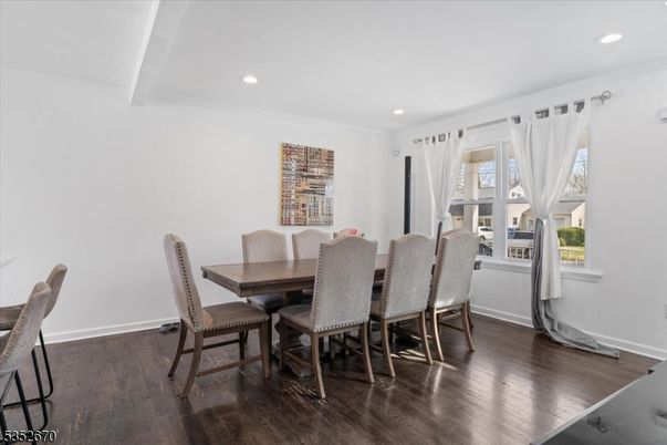 Dining room, Interior, Recessed Lighting, Wood Texture Flooring