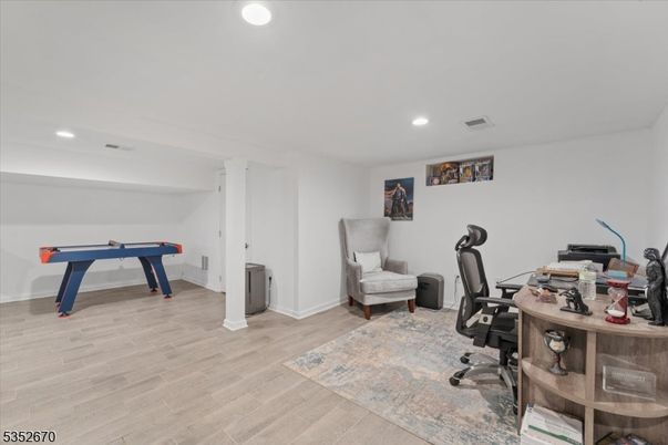 Game Room, Home Office, Interior, Recessed Lighting, Wood Texture Flooring