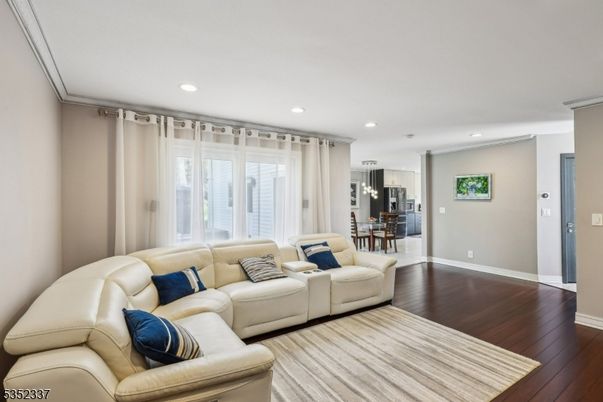 Dining room, Interior, Kitchen, Living room, Recessed Lighting, Wood Texture Flooring