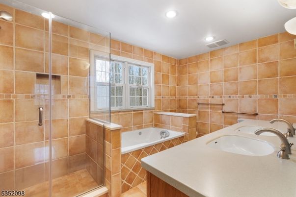 Bathroom, Glass Shower, Interior, Recessed Lighting