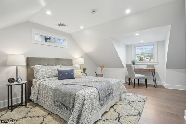 Bedroom, Home Office, Interior, Recessed Lighting, Wood Texture Flooring