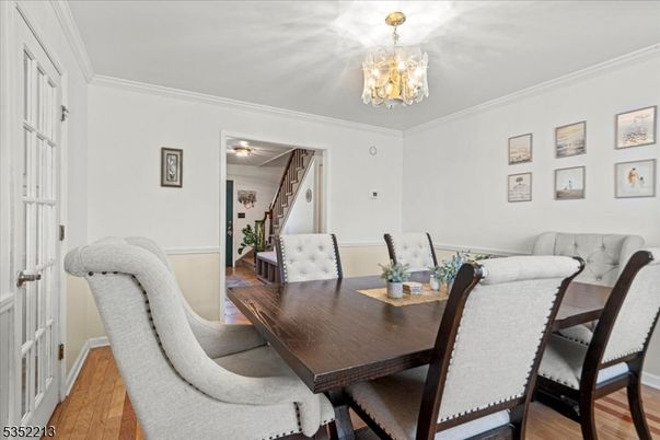 Chandelier, Dining room, Interior, Wood Texture Flooring