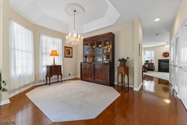 Chandelier, Fireplace, Interior, Recessed Lighting, Wood Texture Flooring