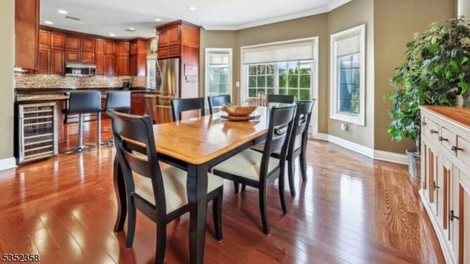 Dining room, Interior, Kitchen, Recessed Lighting, Stainless Steel Appliances, Wood Texture Flooring