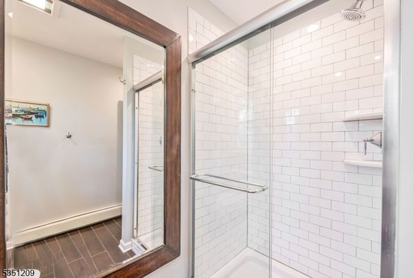Bathroom, Glass Shower, Interior, Wood Texture Flooring