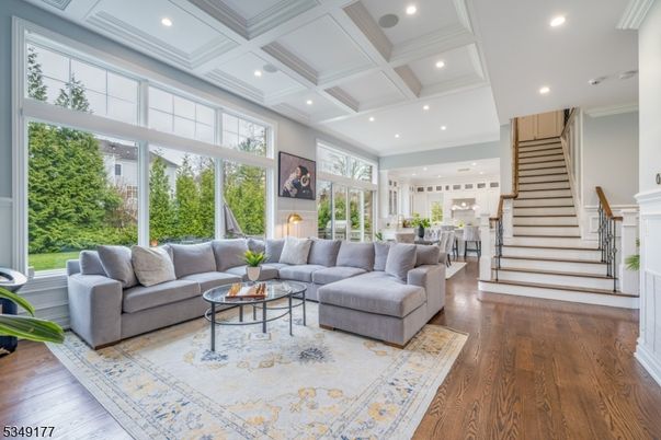 Interior, Living room, Recessed Lighting, Wood Texture Flooring
