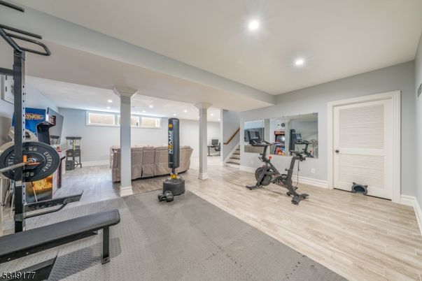Fitness Equipment, Interior, Recessed Lighting, Wood Texture Flooring