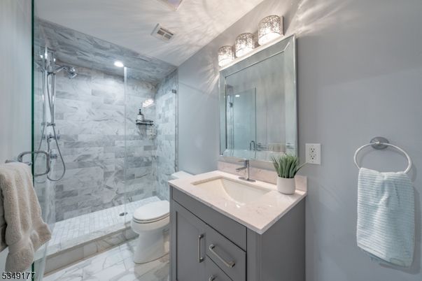 Bathroom, Glass Shower, Interior, Marble, Marble Walls, Recessed Lighting