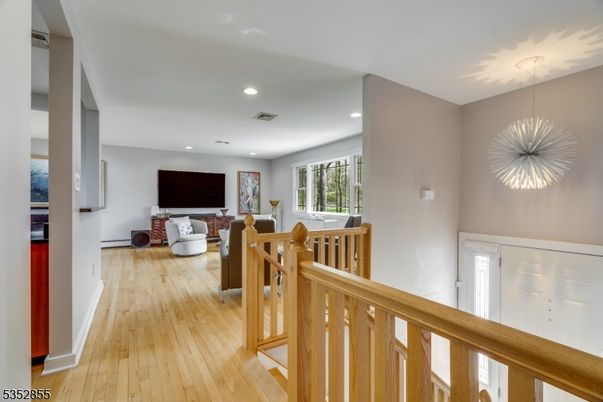 Dining room, Interior, Living room, Pendant Lights, Recessed Lighting, Wood Texture Flooring