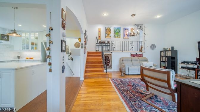 Chandelier, Interior, Kitchen, Pendant Lights, Recessed Lighting, Wood Texture Flooring