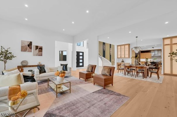 Dining room, Interior, Kitchen, Living room, Pendant Lights, Recessed Lighting, Wood Texture Flooring