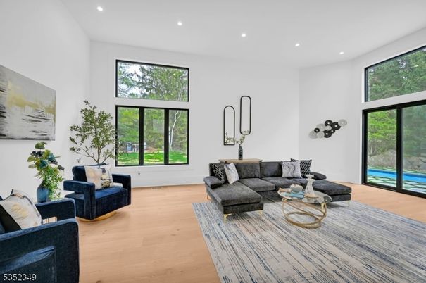 Interior, Living room, Recessed Lighting, Wood Texture Flooring