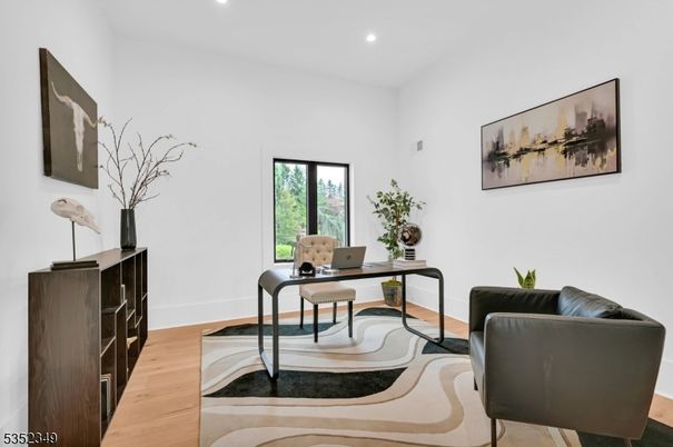 Home Office, Interior, Recessed Lighting, Wood Texture Flooring