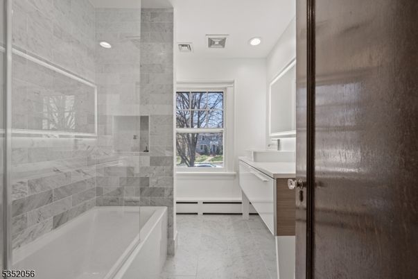 Bathroom, Glass Shower, Interior, Recessed Lighting