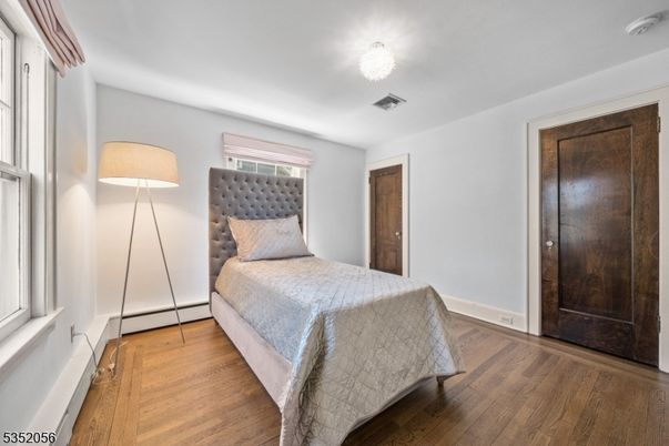 Bedroom, Chandelier, Interior, Wood Texture Flooring