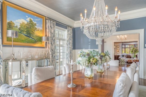Chandelier, Dining room, Interior, Wood Texture Flooring